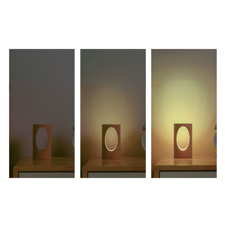 Maliben | Japanese Solid Wood Rectangular Column Led Night Lamp Usb Table Lamp