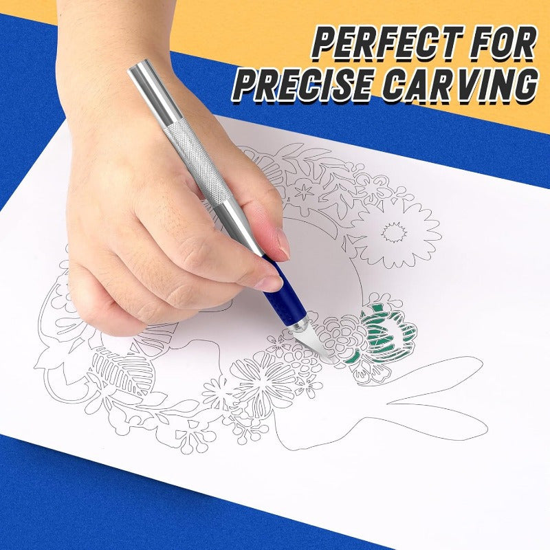 Maliben | Precision Wood Carving Knife Set For Easily Carved Pumpkins | Sharp Ergonomic Blades