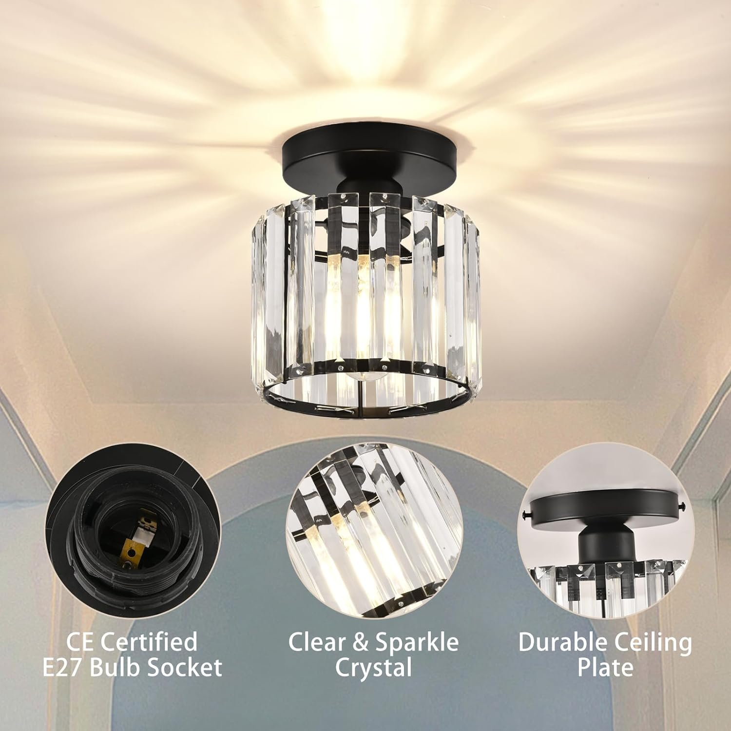 Maliben | Crystal Glass Ceiling Light For Modern Interiors