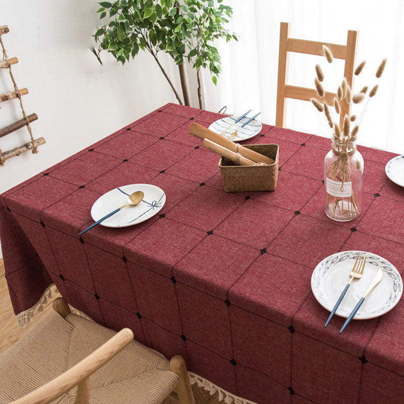 Maliben | Waterproof Oil-resistant Rectangular Tablecloth Cotton Linen Wrinkle-resistant Tablecloth for Kitchen Dining Room Buffet Party