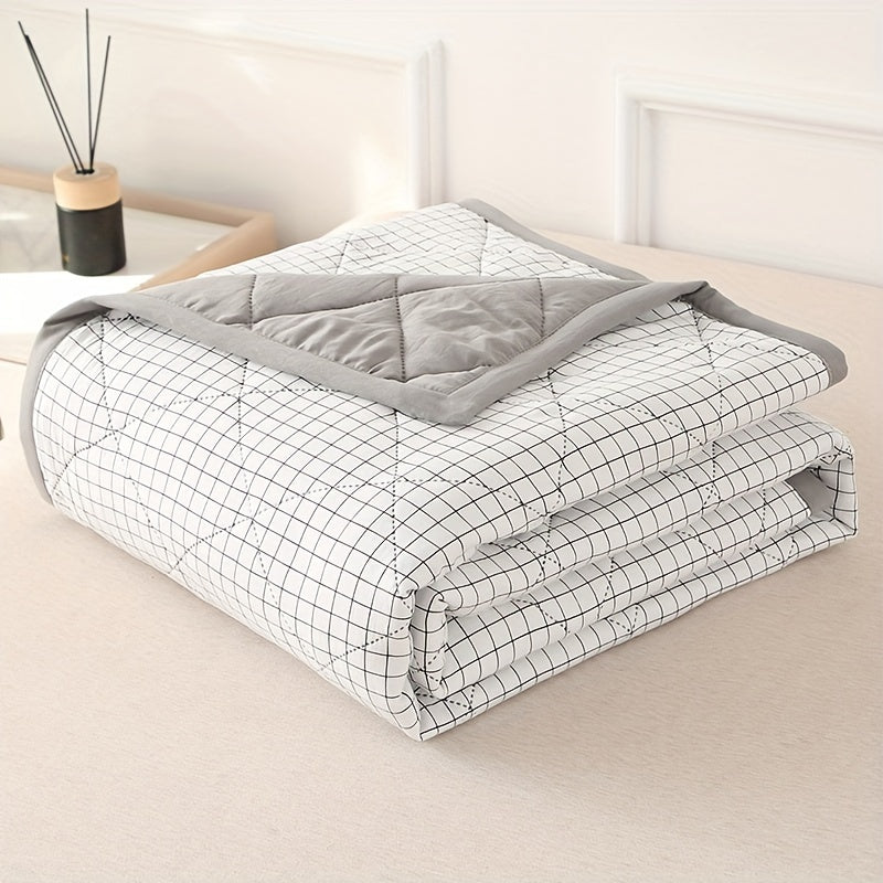 Maliben | Elegant Preppy Plaid Summer Blanket For Cool Nights
