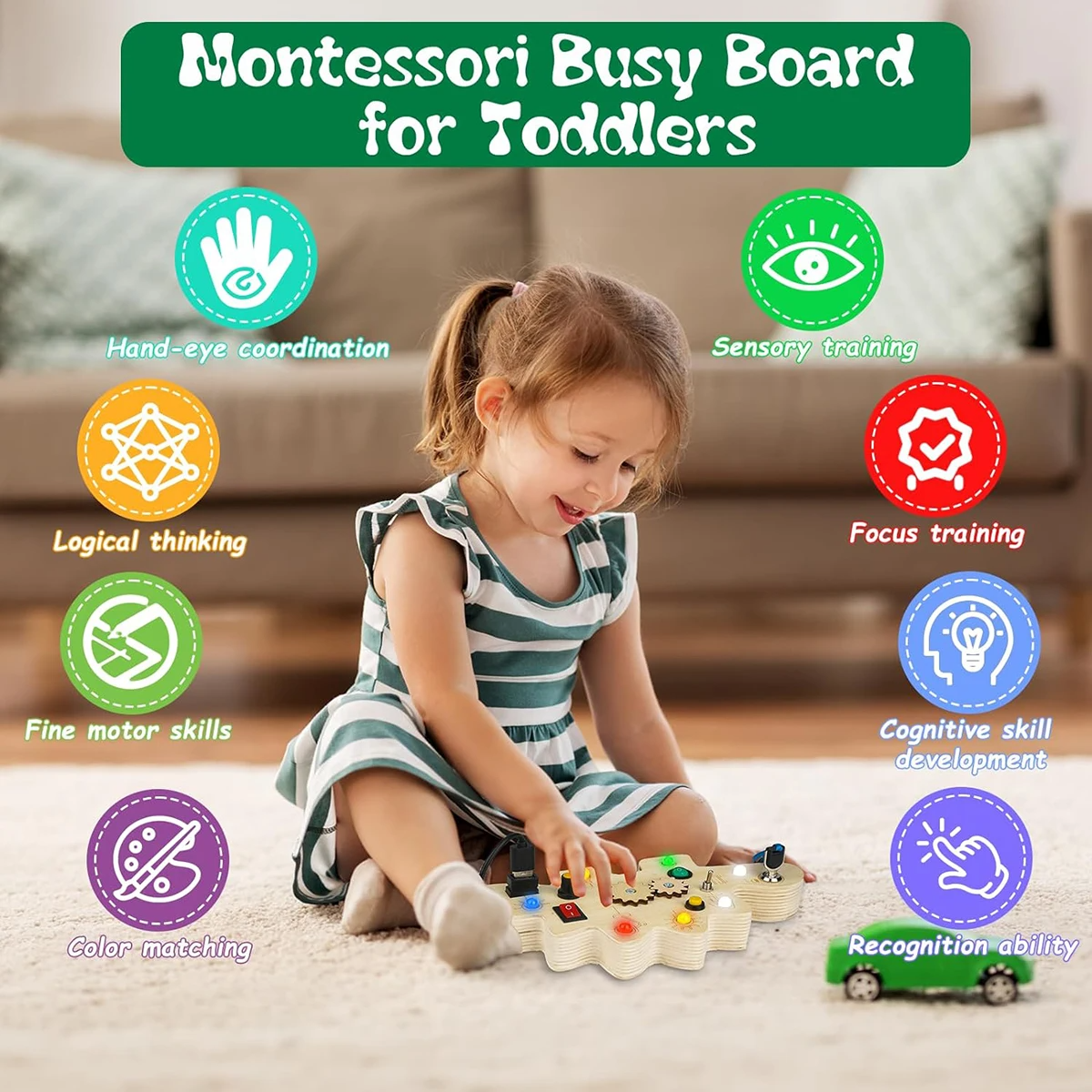 Maliben | Creative Dino Pinboard & Busy Board - For Toddlers Aged 2-4 Years