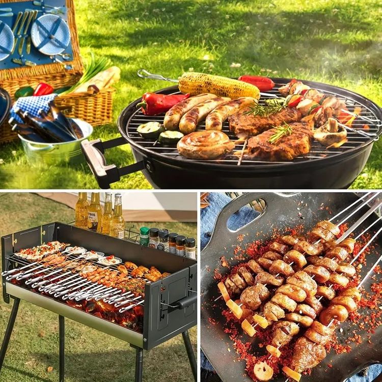 Maliben | Stainless Steel Bbq Tools Grill Skewers 10 Pieces
