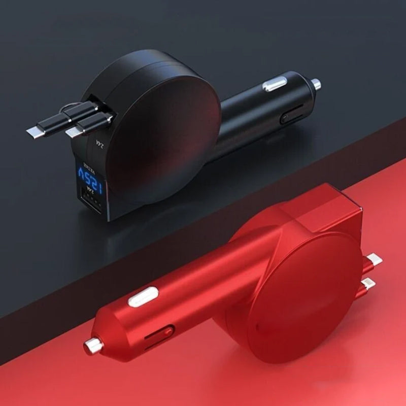 Maliben | 3-In-1 Retractable Quick Charge Car Adapter