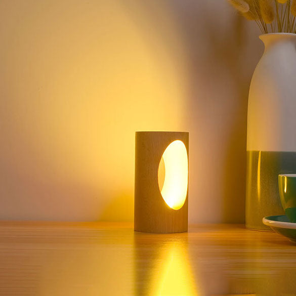 Maliben | Japanese Solid Wood Rectangular Column Led Night Lamp Usb Table Lamp