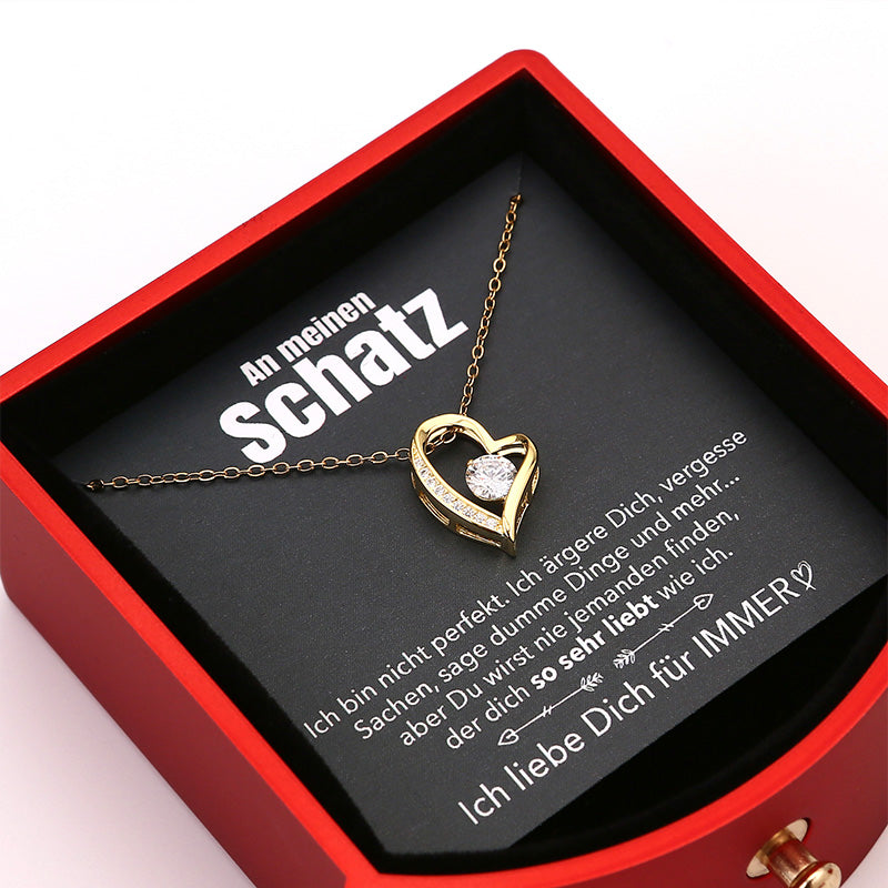 Maliben | Eternalbloom | Romantic Rose Box With 14k White Gold Heart Necklace And Love Note