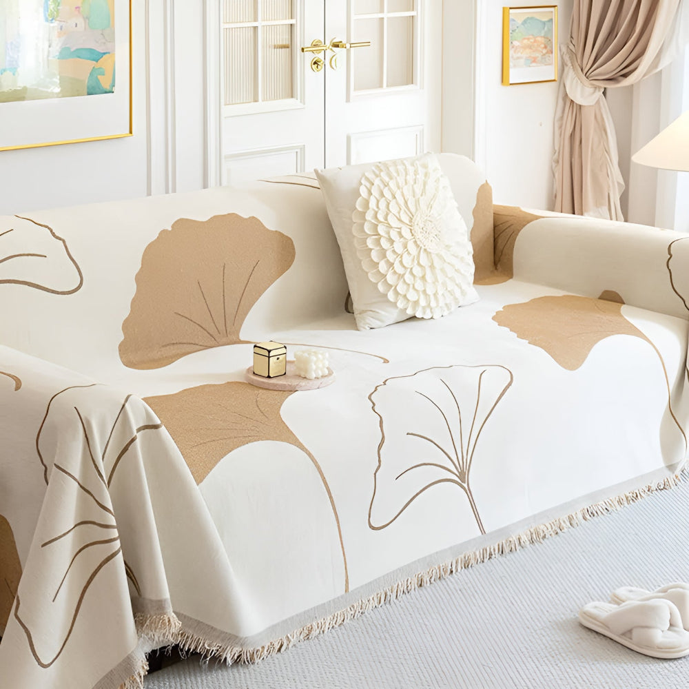 Maliben | Pastoral Style Ginkgo Leaf Sofa Cover