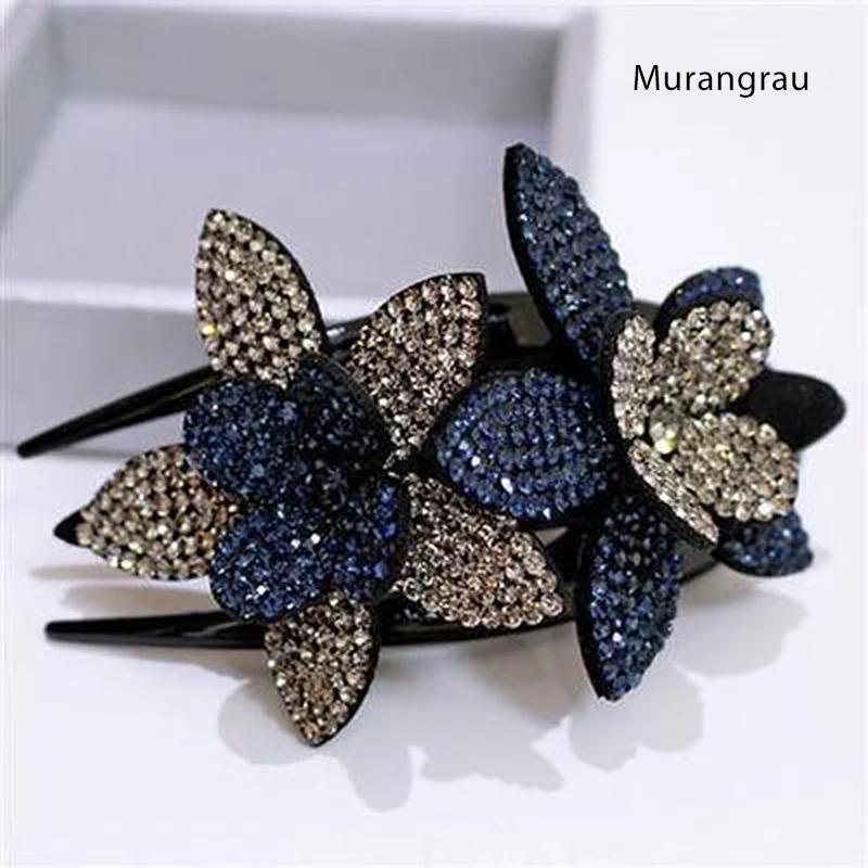 Maliben | Rhinestone Double Flower Hair Clip