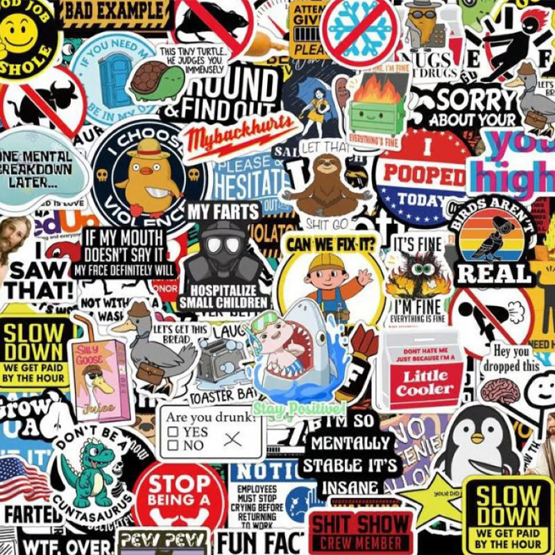 Maliben | 150 Pcs blue collar funny stickers‍️