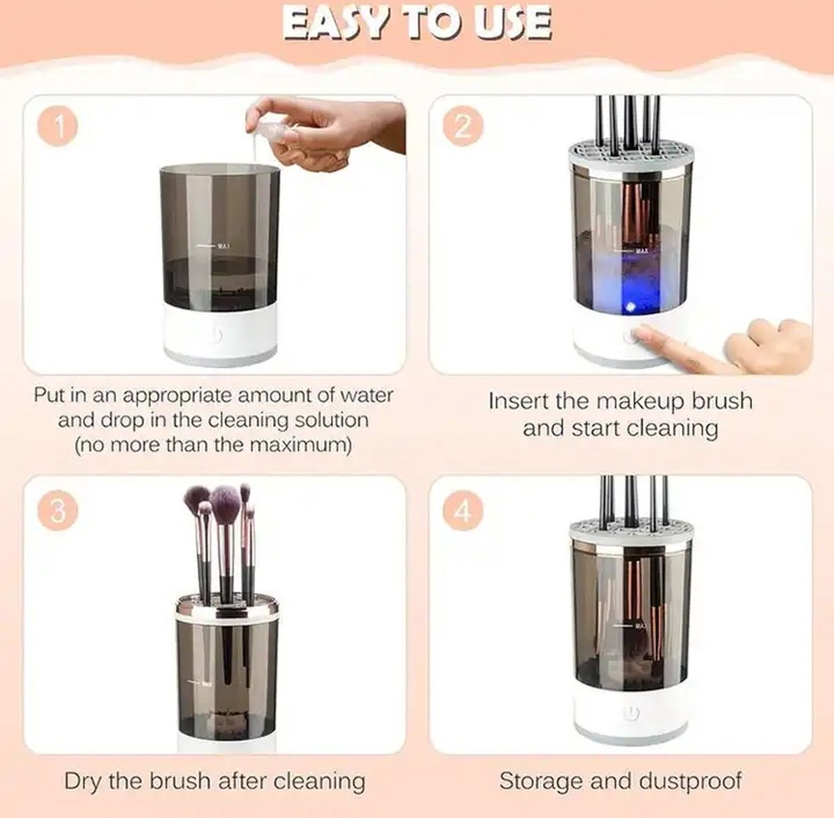 Maliben | Cleanease Automatic Makeup Brush Cleaner – 3-In-1 Portable & Rechargeable