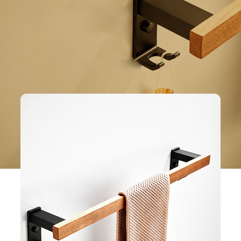 Maliben | Wood And Aluminum Bath Accessory Set Black Bathroom Accessory Kit