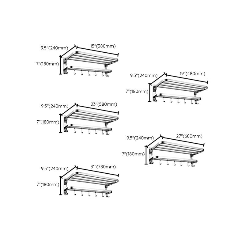 Maliben | Contemporary Bathroom Accessory Set Made Of Chrome-Plated Stainless Steel With Bathrobe Hooks/Towel Rail