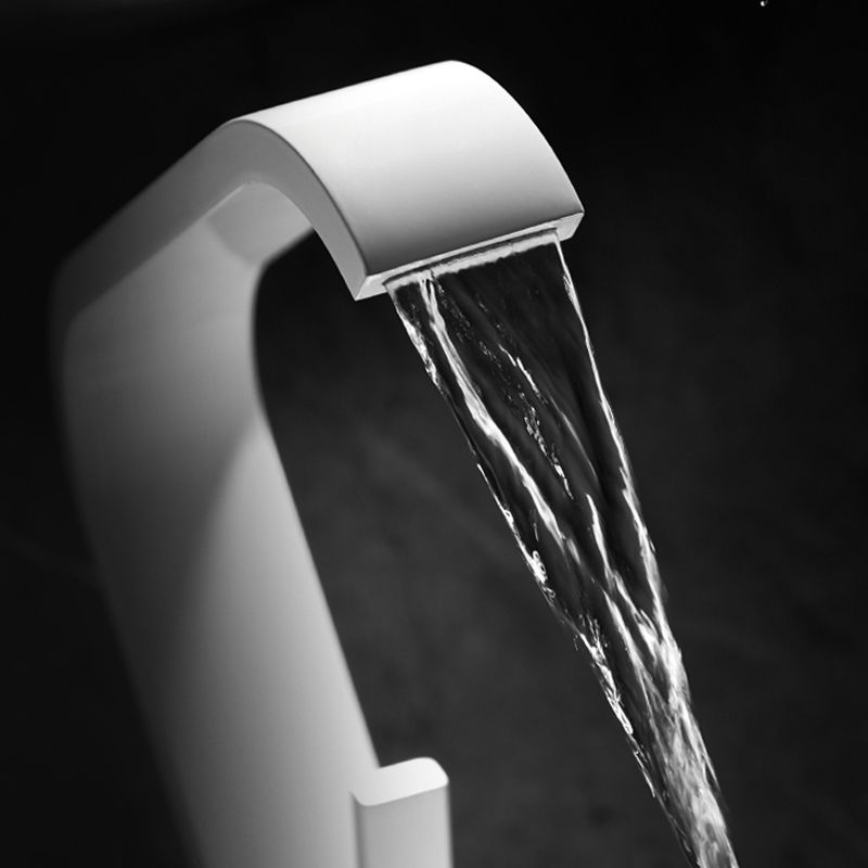 Maliben | Waterfall Spout Widespread Sink Faucet Modern Metal Widespread Sink Faucet