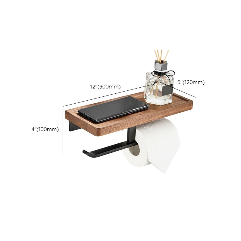 Maliben | Wood And Aluminum Bath Accessory Set Black Bathroom Accessory Kit
