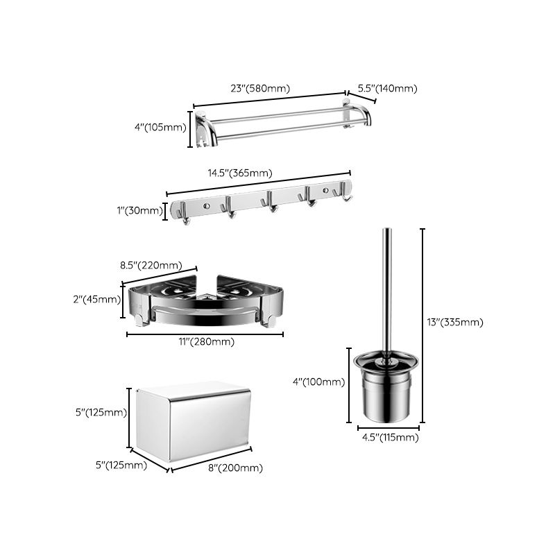 Maliben | Contemporary Bathroom Accessory Set Made Of Chrome-Plated Stainless Steel With Bathrobe Hooks/Towel Rail