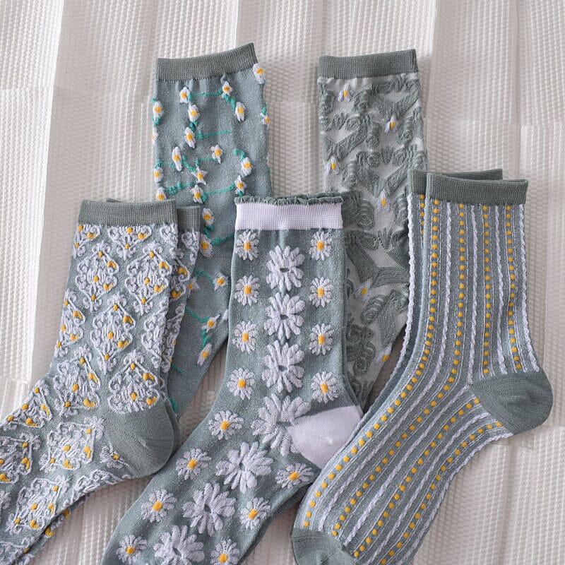 Maliben | Women's Floral Cotton Socks (10 Pairs)