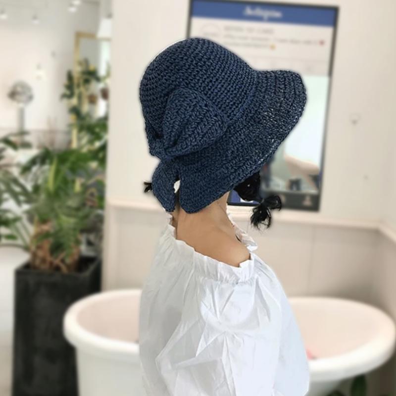 Maliben | Retro Folding Straw Hat With Bow