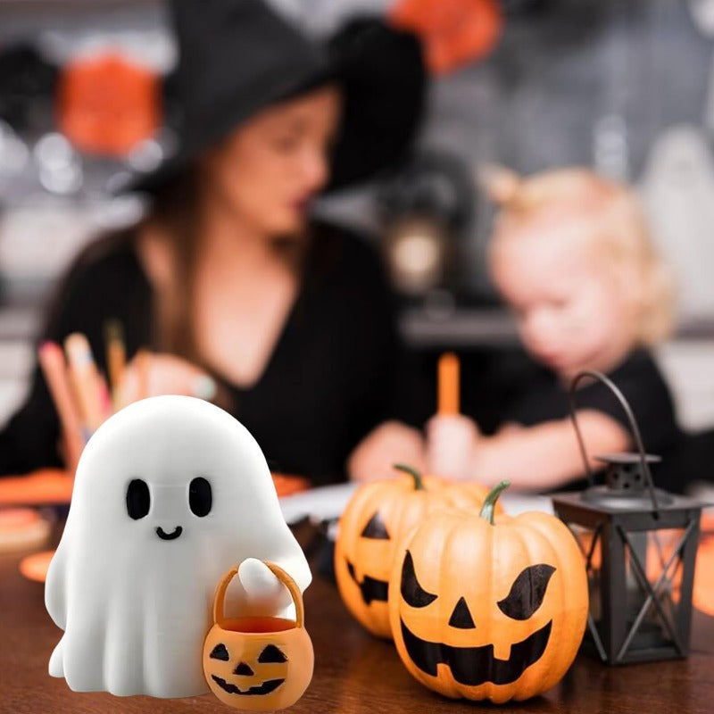 Maliben | Mini Halloween Ghost Night Light – Squishy Led Pumpkin Buddy