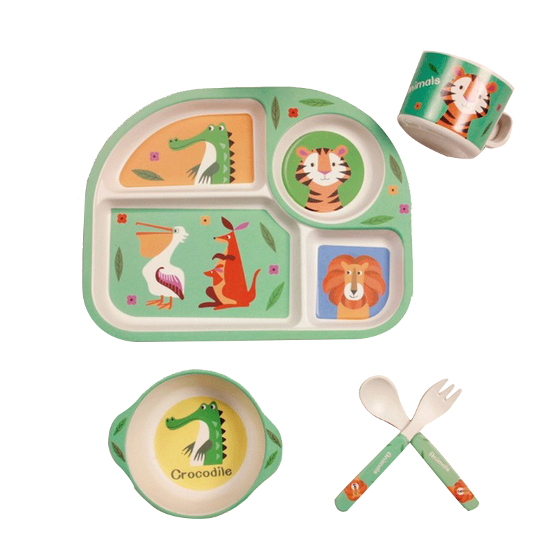 Maliben | Baby Dish Set With Cloud Design – Plate, Bowl, Cup & Cutlery For Children