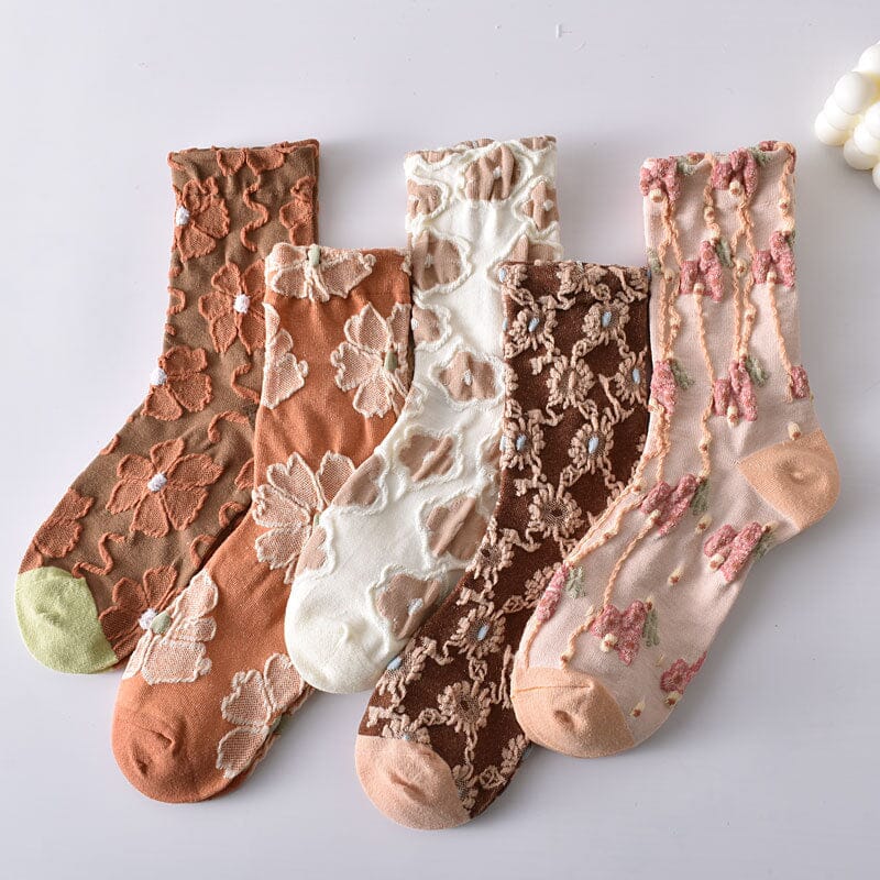 Maliben | Women's Floral Cotton Socks (10 Pairs)