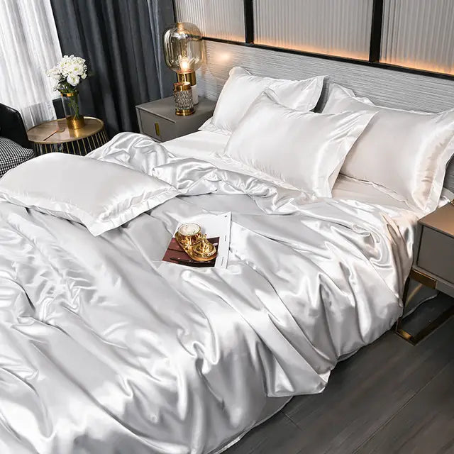 Maliben | Luxury Solid Satin Duvet Cover - Silkserenity