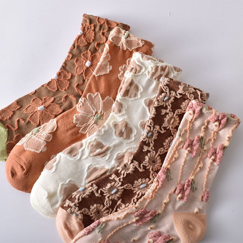 Maliben | Women's Floral Cotton Socks (10 Pairs)