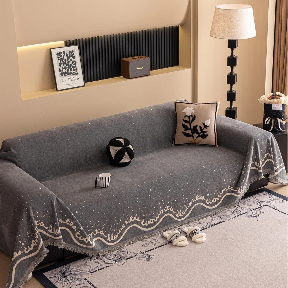 Maliben | Cursive Glittering Chenille Sofa Cover