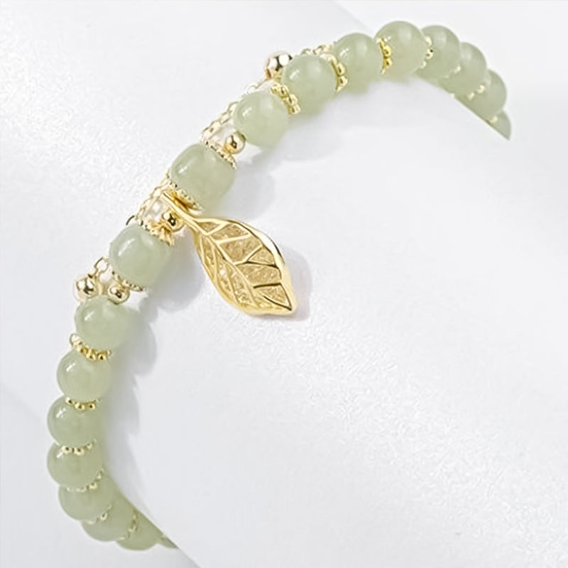 Maliben | Hetian Jade Leaf Gold Bracelet