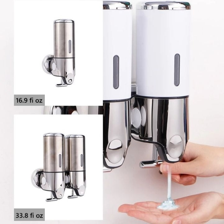 Maliben | Wall Mounted Soap Dispenser | Sudsstation Bathroom Organizer | Stainless Steel & Abs | 16.9 Fl Oz | Set Of 1–3