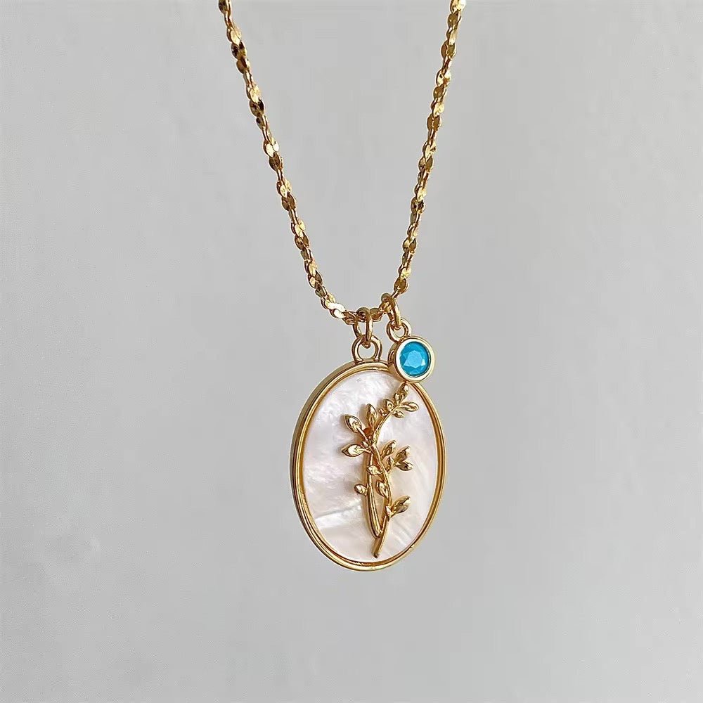 Maliben | 14k Dainty Birth Month Stone & Flower Charm Necklace