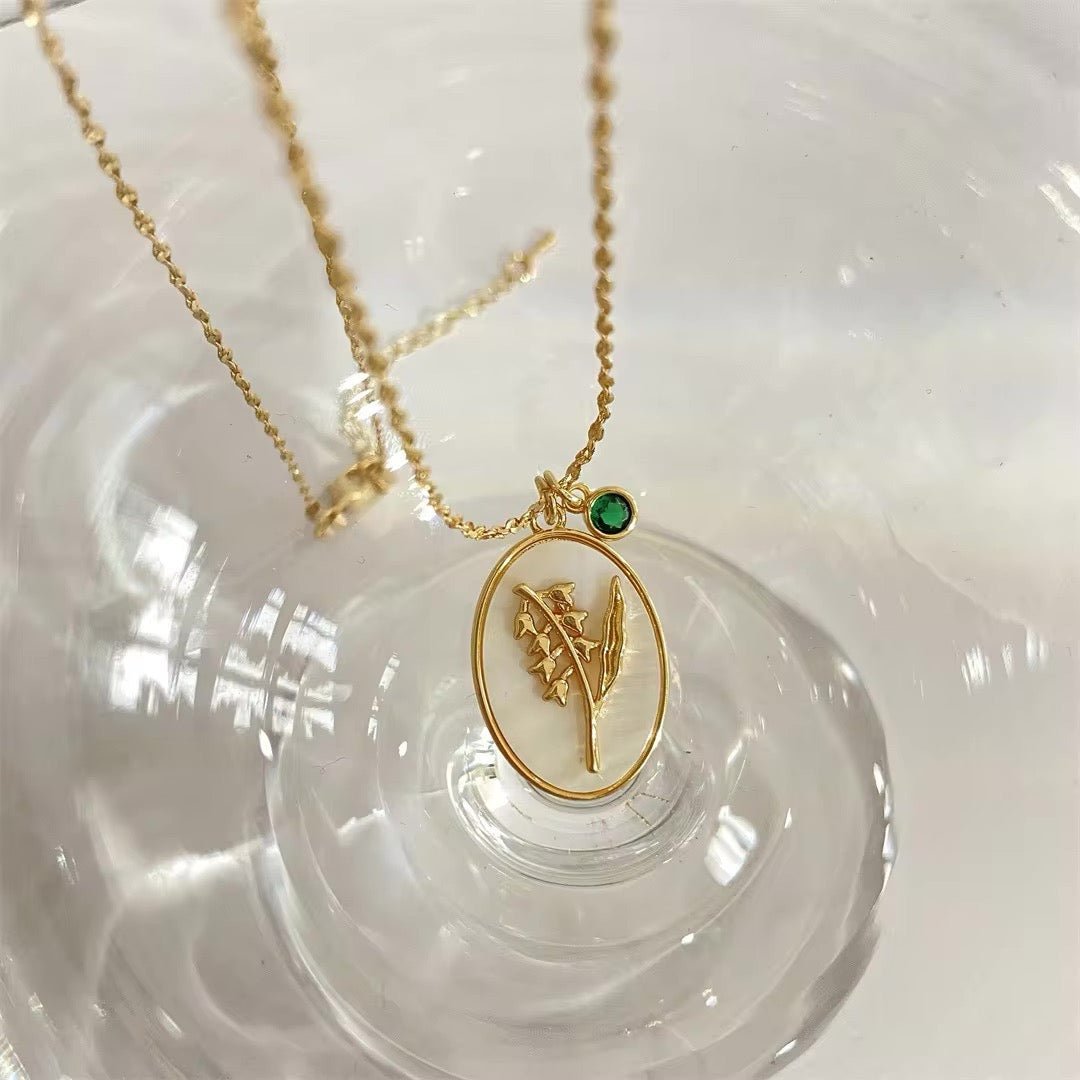 Maliben | 14k Dainty Birth Month Stone & Flower Charm Necklace