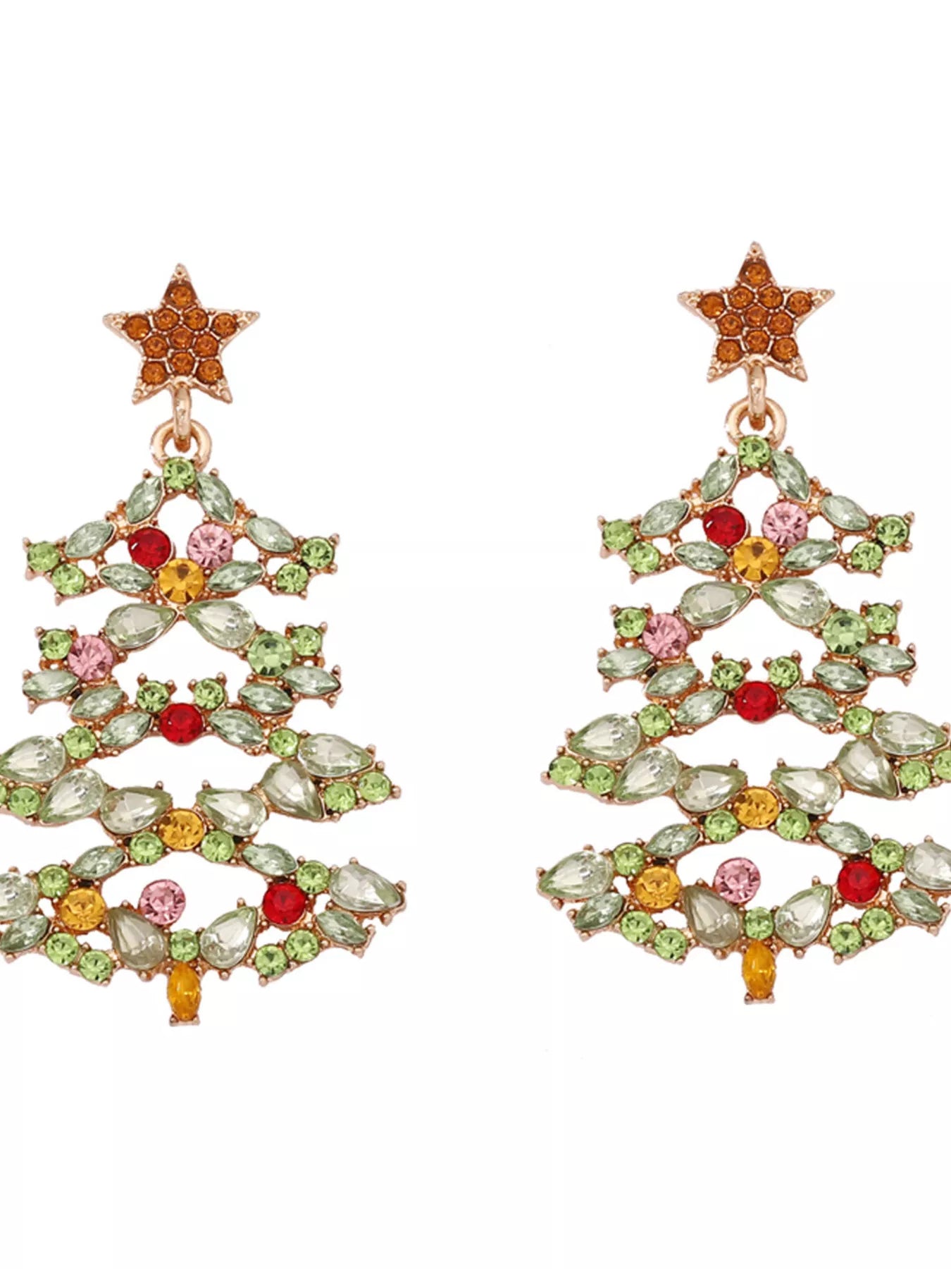 Maliben | Christmas Tree Earrings With Rhinestones