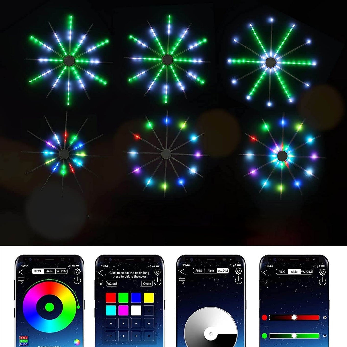 Maliben | Creative Rgb Illusion Windmill Fireworks Led String Lights
