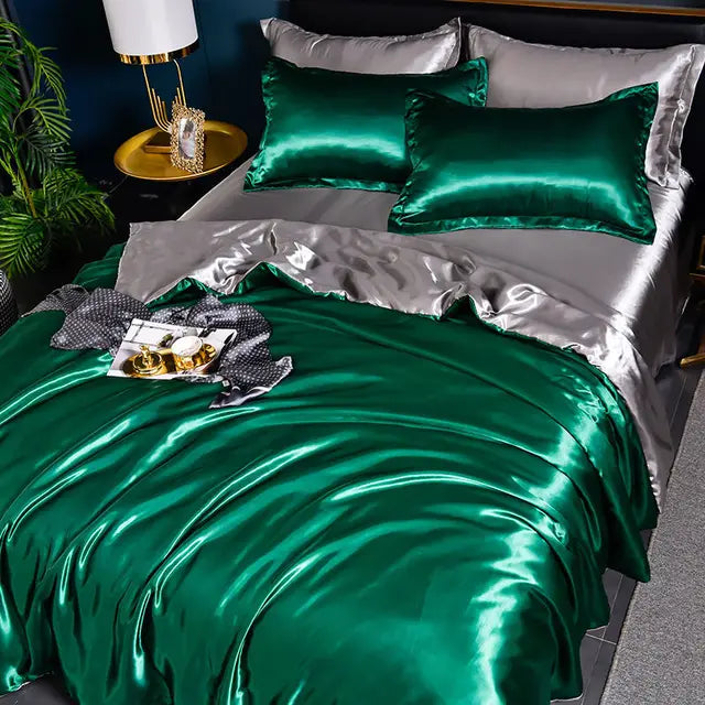 Maliben | Luxury Solid Satin Duvet Cover - Silkserenity