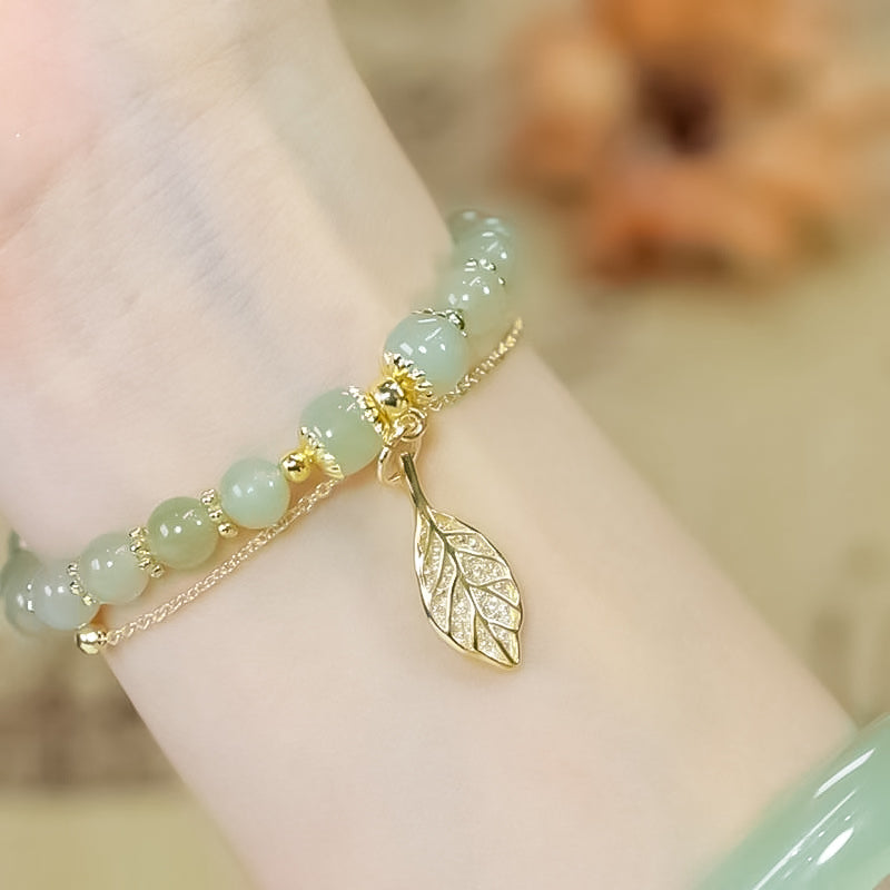 Maliben | Hetian Jade Leaf Gold Bracelet