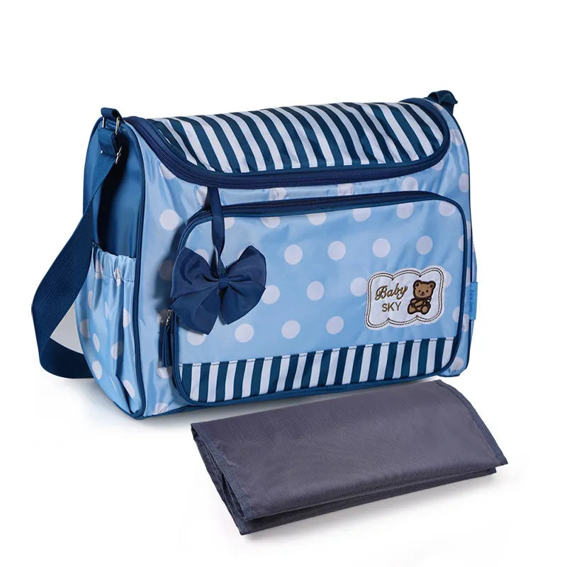 Maliben | Baby Changing Bag Blue With Changing Mat And Bottle Holder