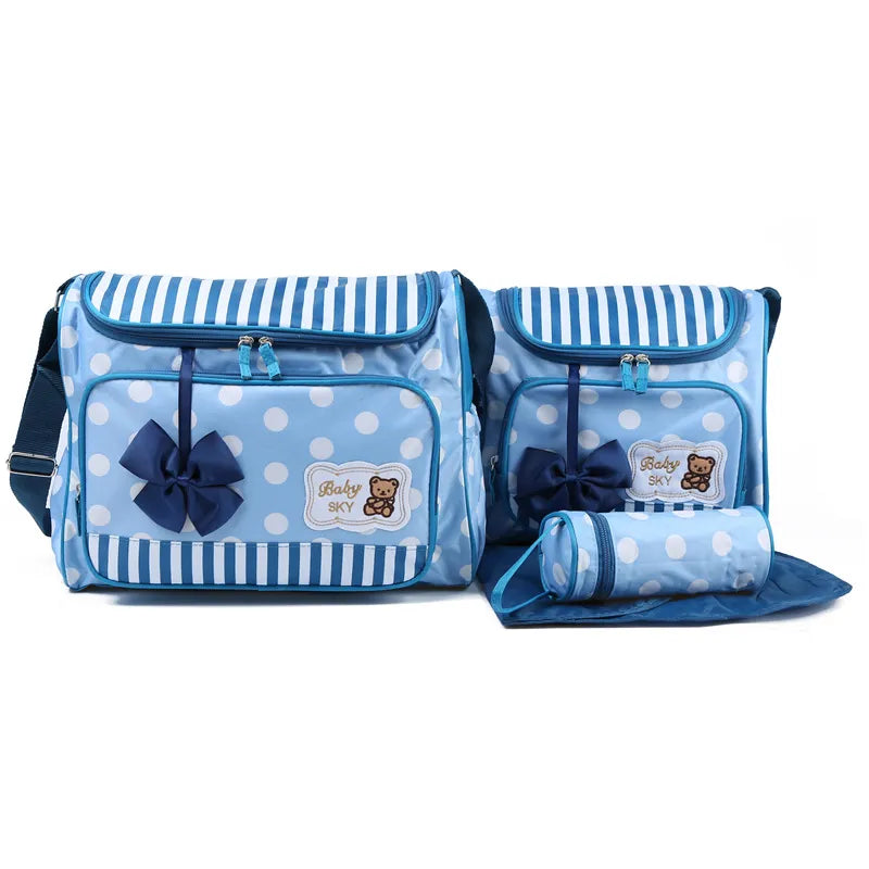 Maliben | Baby Changing Bag Blue With Changing Mat And Bottle Holder