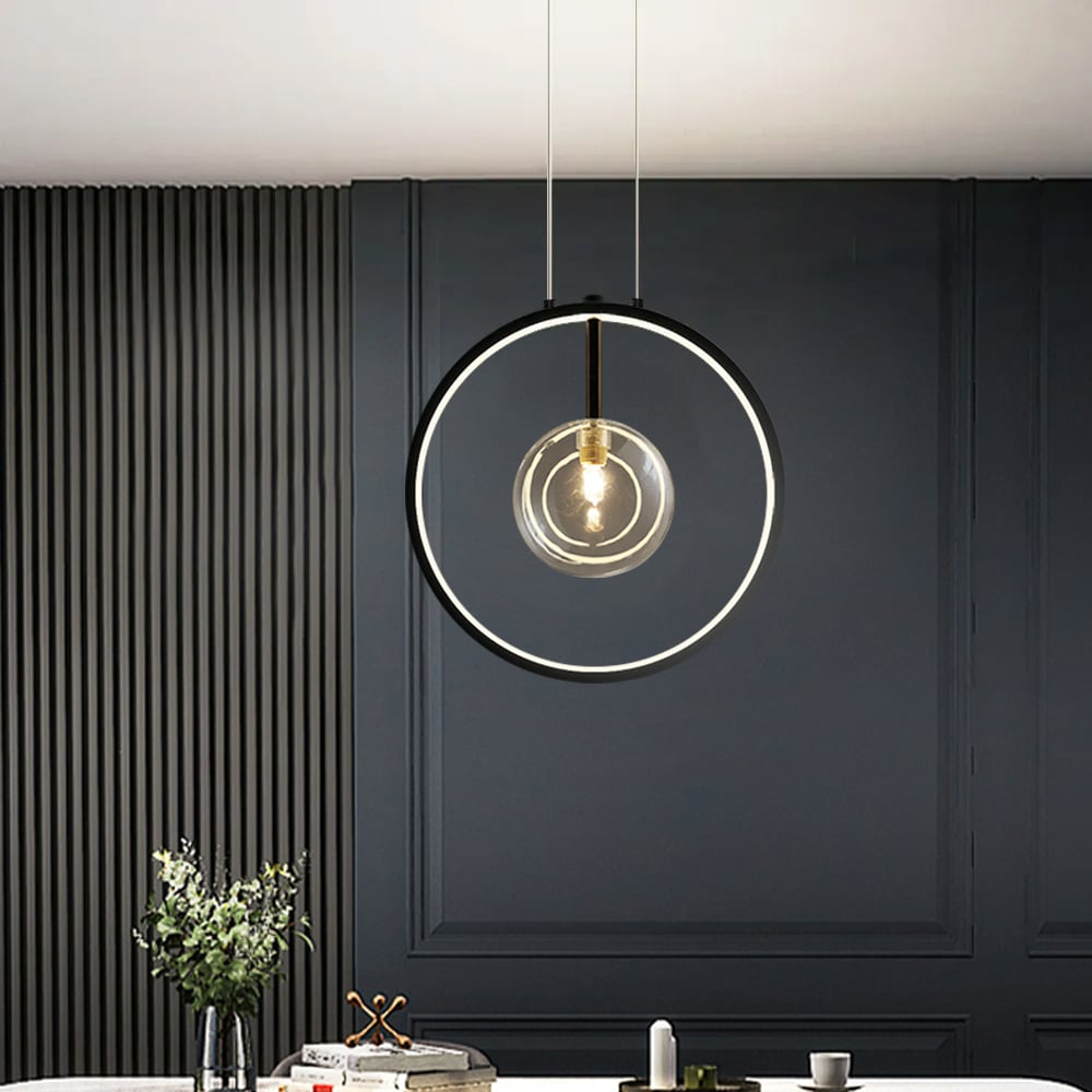 Maliben | Minimalist Glass Ball Pendant Light Black