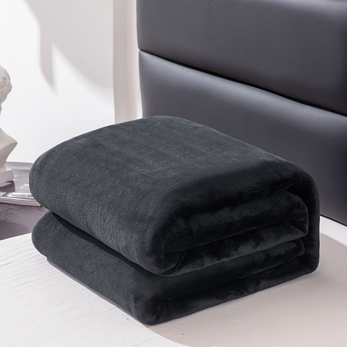 Maliben Soft and warm gray flannel blanket for all seasons