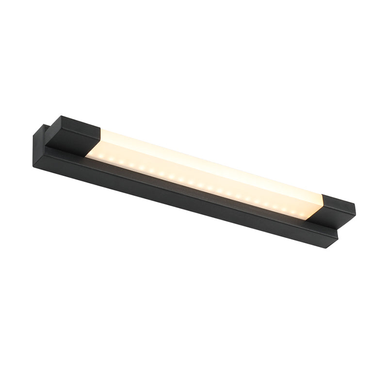 Maliben | Simple Straight Vanity Mirror Light Metal Led Bathroom Wall Lamp In Black, Warm/White Light