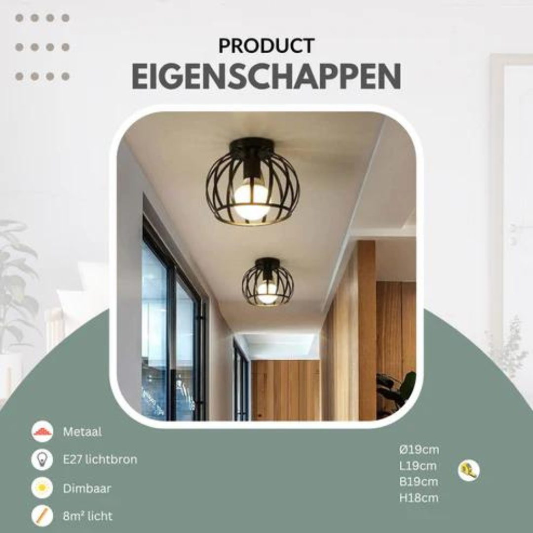 Maliben | Trendy Industrial Ceiling Lamp With Open Design - Forgelight