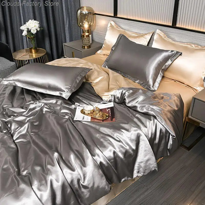 Maliben | Luxury Solid Satin Duvet Cover - Silkserenity