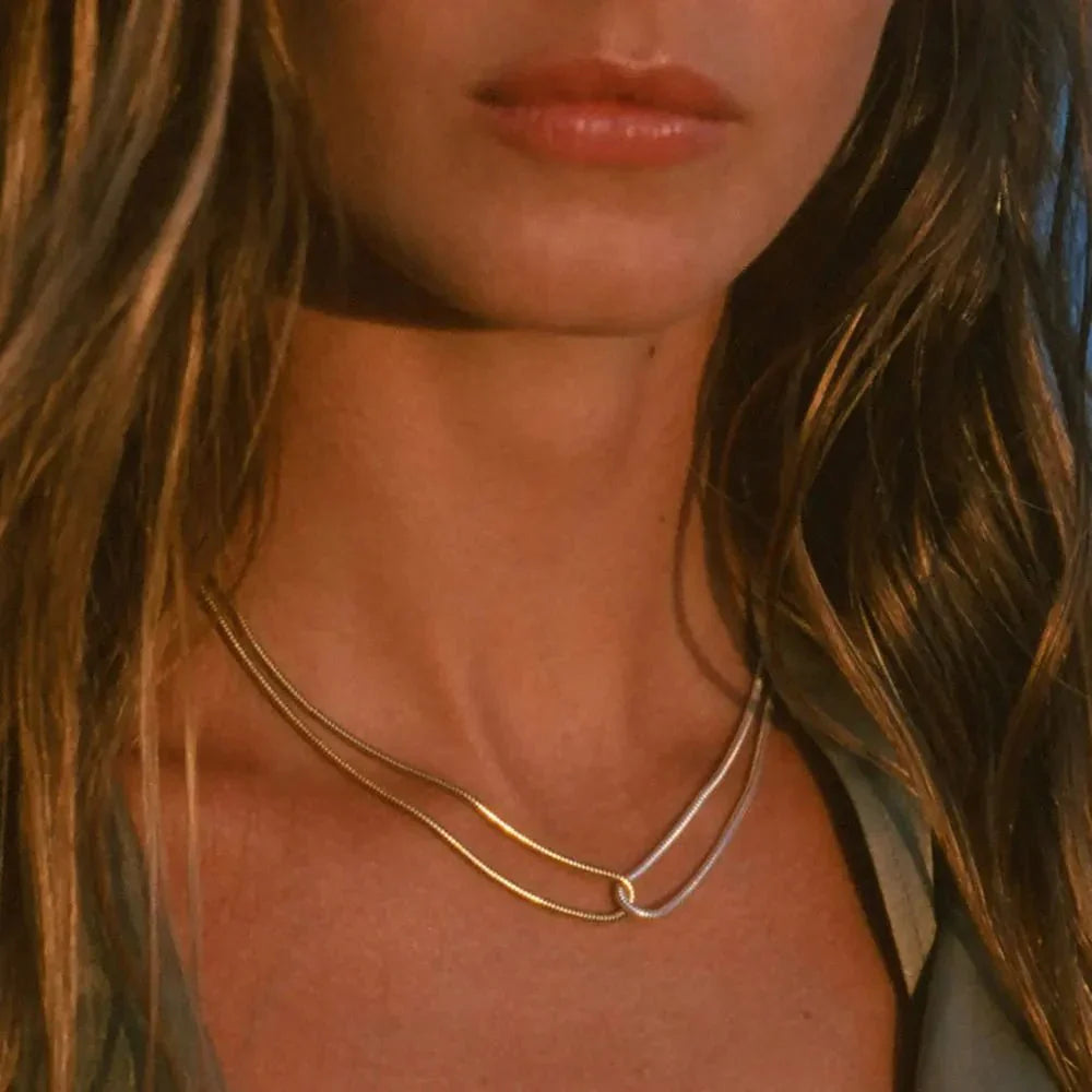 Maliben | 18k Dual Loop Box Chain Necklace