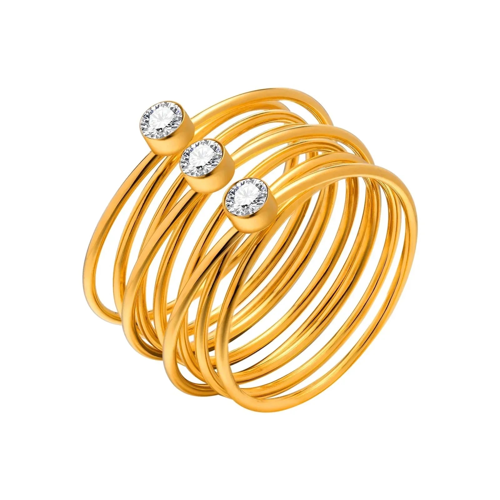 Maliben | 18k Multi Layered Triple Diamond Rings