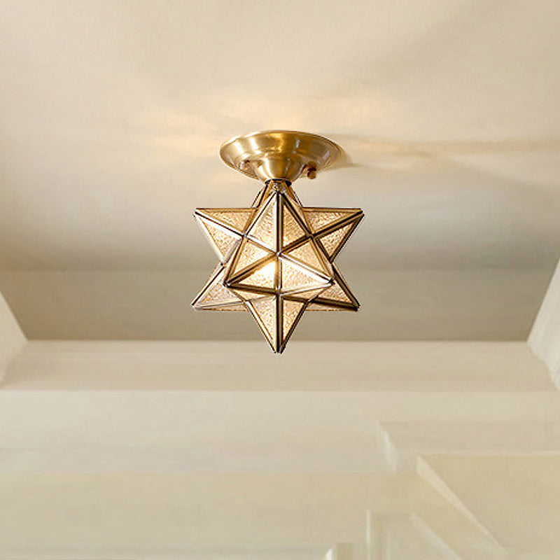 Maliben | Starluxe Ceiling Light - Traditional Brass Ceiling Lamp With Glass