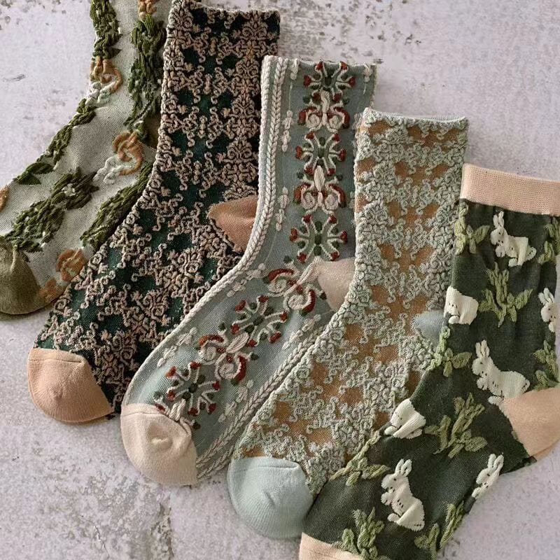 Maliben | Women's Floral Cotton Socks (10 Pairs)