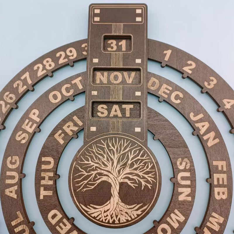 Maliben | Wooden Rotating Circular Perpetual Calendar