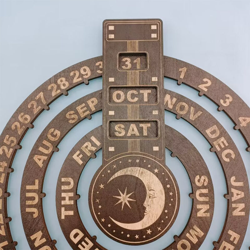 Maliben | Wooden Rotating Circular Perpetual Calendar