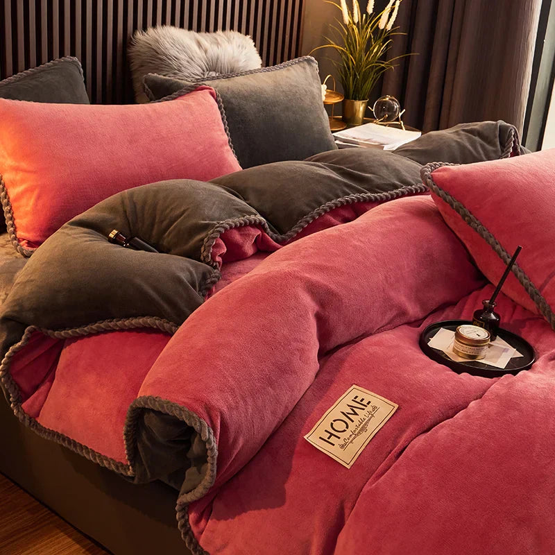 Maliben | Luxury Velvet Fleece Duvet Cover Set - Plushhaven
