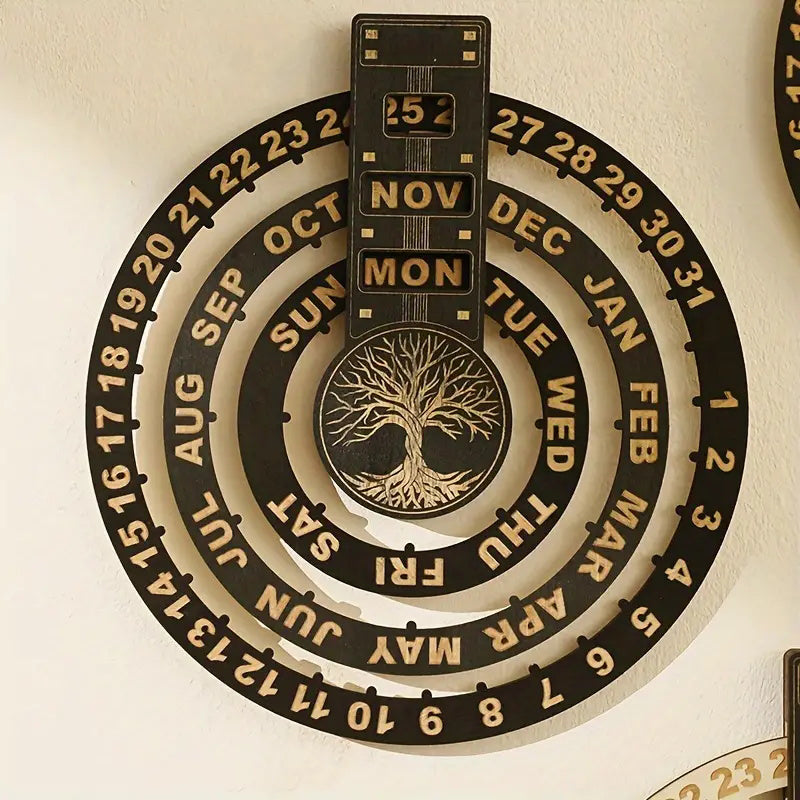 Maliben | Wood Rotating Circular Perpetual Calendar